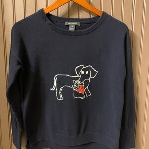 French Connection Black Sweater with Dog holding baguettes